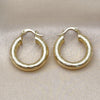 Oro Laminado Medium Hoop, Gold Filled Style Hollow Design, Diamond Cutting Finish, Golden Finish, 02.213.0754.25