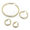 Oro Laminado Medium Hoop, Gold Filled Style Hollow Design, Diamond Cutting Finish, Golden Finish, 02.213.0754.25