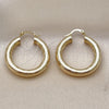 Oro Laminado Medium Hoop, Gold Filled Style Hollow Design, Diamond Cutting Finish, Golden Finish, 02.213.0754.30