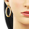Oro Laminado Medium Hoop, Gold Filled Style Hollow Design, Diamond Cutting Finish, Golden Finish, 02.213.0754.40