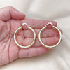 Oro Laminado Medium Hoop, Gold Filled Style Hollow Design, Diamond Cutting Finish, Golden Finish, 02.213.0754.40