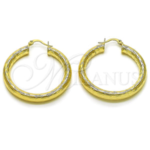 Gold Filled Hoop Earrings — Medium Hoop Hollow Design Diamond Cutting 02. — main product view — SKU 156940 | Oro Laminado aretes de aro — Medium Hoop Hollow diseño Diamond Cutting 02. — SKU 156940