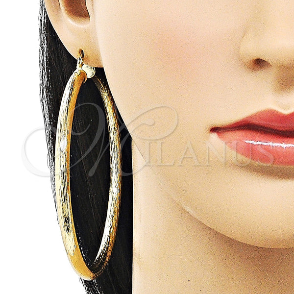 Gold Filled Hoop Earrings — Extra Large Hoop Hollow Design Polished 02. — alternate product view — SKU 156941 | Oro Laminado aretes de aro — Extra Large Hoop Hollow diseño pulido 02. — SKU 156941