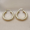 Oro Laminado Medium Hoop, Gold Filled Style Hollow Design, Diamond Cutting Finish, Golden Finish, 02.213.0755.30