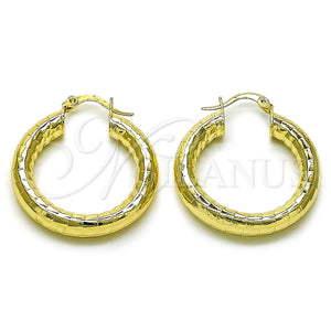 Gold Filled Hoop Earrings — Medium Hoop Hollow Design Diamond Cutting 02. — main product view — SKU 156943 | Oro Laminado aretes de aro — Medium Hoop Hollow diseño Diamond Cutting 02. — SKU 156943