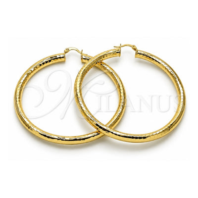 Oro Laminado Extra Large Hoop, Gold Filled Style Hollow Design, Diamond Cutting Finish, Golden Finish, 02.213.0755.70