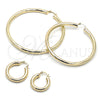 Oro Laminado Extra Large Hoop, Gold Filled Style Hollow Design, Diamond Cutting Finish, Golden Finish, 02.213.0755.70