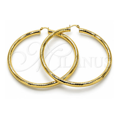 Oro Laminado Extra Large Hoop, Gold Filled Style Hollow Design, Diamond Cutting Finish, Golden Finish, 02.213.0755.80