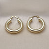Oro Laminado Medium Hoop, Gold Filled Style Hollow Design, Diamond Cutting Finish, Golden Finish, 02.170.0309.25