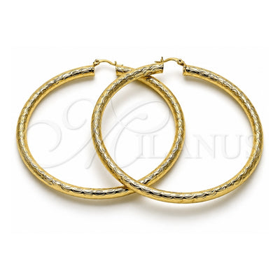 Oro Laminado Extra Large Hoop, Gold Filled Style Hollow Design, Diamond Cutting Finish, Golden Finish, 02.213.0225.80