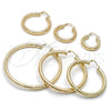 Oro Laminado Medium Hoop, Gold Filled Style Hollow Design, Diamond Cutting Finish, Golden Finish, 02.213.0312.25