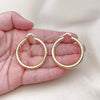 Oro Laminado Medium Hoop, Gold Filled Style Hollow Design, Diamond Cutting Finish, Golden Finish, 02.213.0312.40
