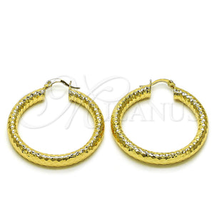 Gold Filled Hoop Earrings — Medium Hoop Hollow Design Diamond Cutting 02. — main product view — SKU 156952 | Oro Laminado aretes de aro — Medium Hoop Hollow diseño Diamond Cutting 02. — SKU 156952