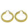 Oro Laminado Medium Hoop, Gold Filled Style Hollow Design, Diamond Cutting Finish, Golden Finish, 02.213.0312.40