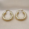 Oro Laminado Medium Hoop, Gold Filled Style Hollow Design, Diamond Cutting Finish, Golden Finish, 02.170.0312.25