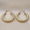 Oro Laminado Medium Hoop, Gold Filled Style Hollow Design, Diamond Cutting Finish, Golden Finish, 02.170.0312.30
