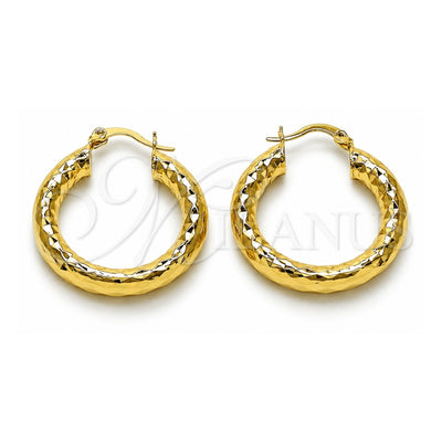 Oro Laminado Medium Hoop, Gold Filled Style Hollow Design, Diamond Cutting Finish, Golden Finish, 02.170.0312.30