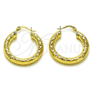 Gold Filled Hoop Earrings — Medium Hoop Hollow Design Diamond Cutting 02. — main product view — SKU 156954 | Oro Laminado aretes de aro — Medium Hoop Hollow diseño Diamond Cutting 02. — SKU 156954