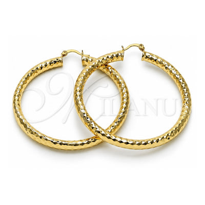 Oro Laminado Large Hoop, Gold Filled Style Hollow Design, Diamond Cutting Finish, Golden Finish, 02.170.0312.60
