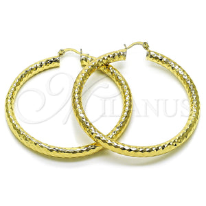 Gold Filled Hoop Earrings — Large Hoop Hollow Design Diamond Cutting 02. — main product view — SKU 156957 | Oro Laminado aretes de aro — Large Hoop Hollow diseño Diamond Cutting 02. — SKU 156957