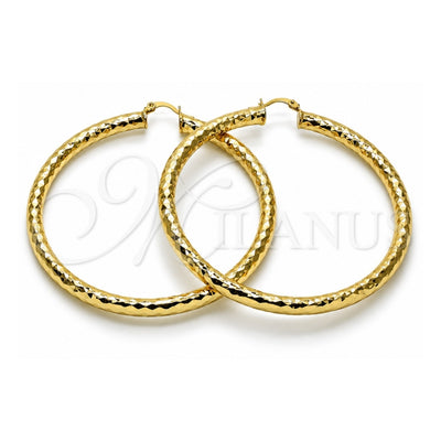 Oro Laminado Extra Large Hoop, Gold Filled Style Hollow Design, Diamond Cutting Finish, Golden Finish, 02.170.0312.70