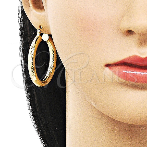 Gold Filled Hoop Earrings — Medium Hoop Hollow Design Diamond Cutting 02. — alternate product view — SKU 156959 | Oro Laminado aretes de aro — Medium Hoop Hollow diseño Diamond Cutting 02. — SKU 156959