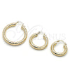 Oro Laminado Medium Hoop, Gold Filled Style Hollow Design, Diamond Cutting Finish, Golden Finish, 02.213.0224.25