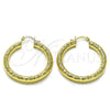 Oro Laminado Medium Hoop, Gold Filled Style Hollow Design, Diamond Cutting Finish, Golden Finish, 02.213.0224.40