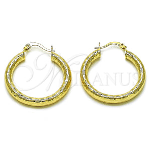 Gold Filled Hoop Earrings — Medium Hoop Hollow Design Diamond Cutting 02. — main product view — SKU 156962 | Oro Laminado aretes de aro — Medium Hoop Hollow diseño Diamond Cutting 02. — SKU 156962