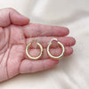 Oro Laminado Medium Hoop, Gold Filled Style Hollow Design, Diamond Cutting Finish, Golden Finish, 02.213.0313.25