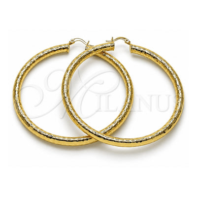 Oro Laminado Extra Large Hoop, Gold Filled Style Hollow Design, Diamond Cutting Finish, Golden Finish, 02.213.0313.70
