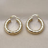 Oro Laminado Medium Hoop, Gold Filled Style Hollow Design, Diamond Cutting Finish, Golden Finish, 02.213.0759.25
