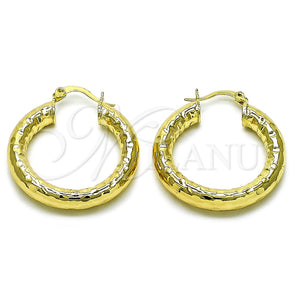 Gold Filled Hoop Earrings — Medium Hoop Hollow Design Diamond Cutting 02. — main product view — SKU 156967 | Oro Laminado aretes de aro — Medium Hoop Hollow diseño Diamond Cutting 02. — SKU 156967