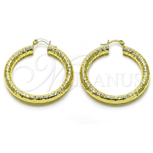 Gold Filled Hoop Earrings — Medium Hoop Hollow Design Diamond Cutting 02. — main product view — SKU 156968 | Oro Laminado aretes de aro — Medium Hoop Hollow diseño Diamond Cutting 02. — SKU 156968