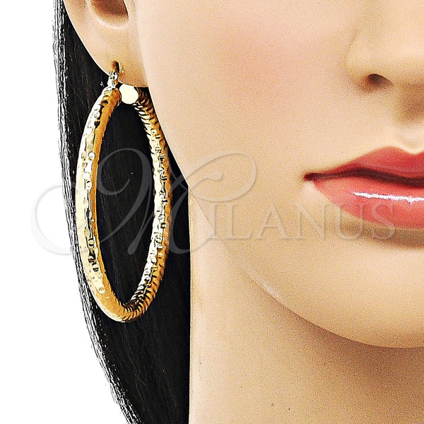 Gold Filled Hoop Earrings — Large Hoop Hollow Design Polished 02. — alternate product view — SKU 156969 | Oro Laminado aretes de aro — Large Hoop Hollow diseño pulido 02. — SKU 156969