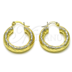 Gold Filled Hoop Earrings — Medium Hoop Hollow Design Diamond Cutting 02. — main product view — SKU 156970 | Oro Laminado aretes de aro — Medium Hoop Hollow diseño Diamond Cutting 02. — SKU 156970