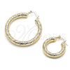 Oro Laminado Medium Hoop, Gold Filled Style Hollow Design, Diamond Cutting Finish, Golden Finish, 02.213.0760.25