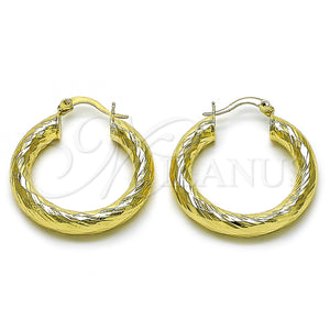 Gold Filled Hoop Earrings — Medium Hoop Hollow Design Diamond Cutting 02. — main product view — SKU 156974 | Oro Laminado aretes de aro — Medium Hoop Hollow diseño Diamond Cutting 02. — SKU 156974