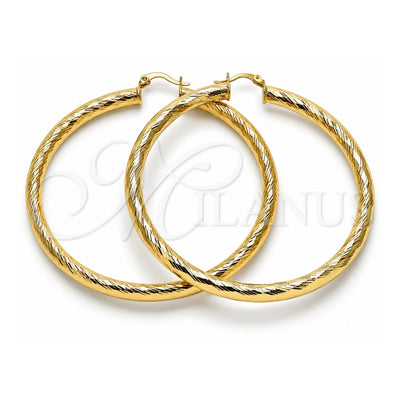 Oro Laminado Extra Large Hoop, Gold Filled Style Hollow Design, Diamond Cutting Finish, Golden Finish, 02.170.0311.70