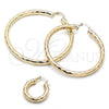 Oro Laminado Medium Hoop, Gold Filled Style Hollow Design, Diamond Cutting Finish, Golden Finish, 02.213.0762.25