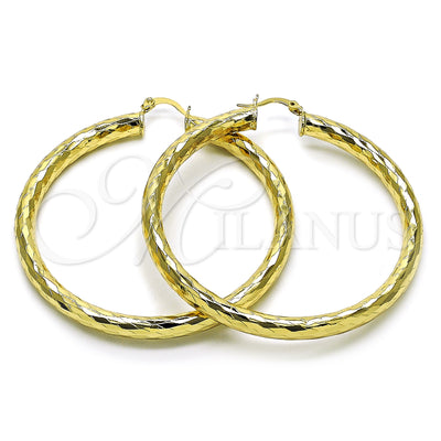 Gold Filled Hoop Earrings — Large Hoop Hollow Design Diamond Cutting 02. for wholesale, main product view