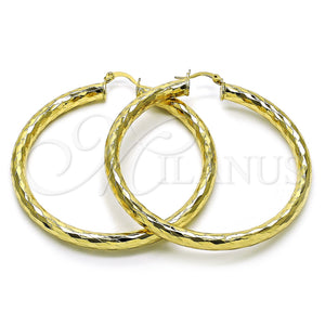 Gold Filled Hoop Earrings — Large Hoop Hollow Design Diamond Cutting 02. — main product view — SKU 156977 | Oro Laminado aretes de aro — Large Hoop Hollow diseño Diamond Cutting 02. — SKU 156977