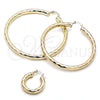 Oro Laminado Large Hoop, Gold Filled Style Hollow Design, Diamond Cutting Finish, Golden Finish, 02.213.0762.60