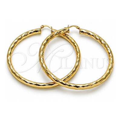 Oro Laminado Extra Large Hoop, Gold Filled Style Hollow Design, Diamond Cutting Finish, Golden Finish, 02.213.0762.70