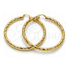 Oro Laminado Extra Large Hoop, Gold Filled Style Hollow Design, Diamond Cutting Finish, Golden Finish, 02.213.0762.70