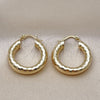 Oro Laminado Medium Hoop, Gold Filled Style Hollow Design, Diamond Cutting Finish, Golden Finish, 02.213.0309.25