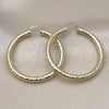 Oro Laminado Large Hoop, Gold Filled Style Hollow Design, Diamond Cutting Finish, Golden Finish, 02.213.0309.50