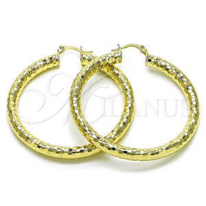 Gold Filled Hoop Earrings — Large Hoop Hollow Design Diamond Cutting 02. — main product view — SKU 156982 | Oro Laminado aretes de aro — Large Hoop Hollow diseño Diamond Cutting 02. — SKU 156982