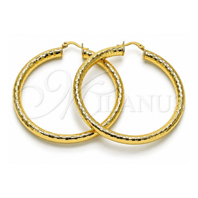 Oro Laminado Large Hoop, Gold Filled Style Hollow Design, Diamond Cutting Finish, Golden Finish, 02.213.0309.60
