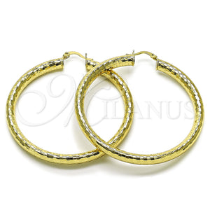 Gold Filled Hoop Earrings — Large Hoop Hollow Design Diamond Cutting 02. — main product view — SKU 156983 | Oro Laminado aretes de aro — Large Hoop Hollow diseño Diamond Cutting 02. — SKU 156983